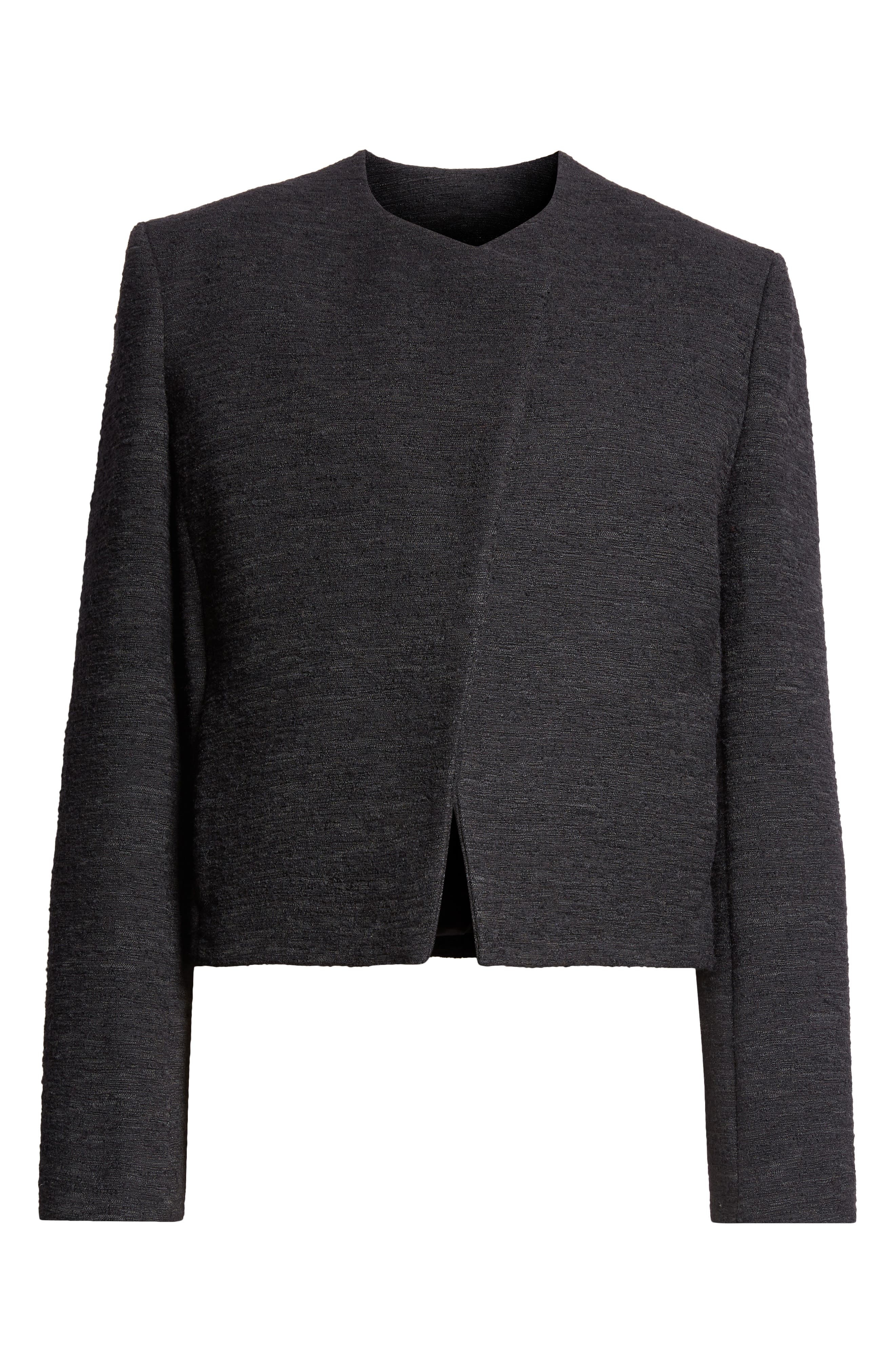 TOTEME Asymmetric Bouclé Crop Jacket in Black at Nordstrom - 7