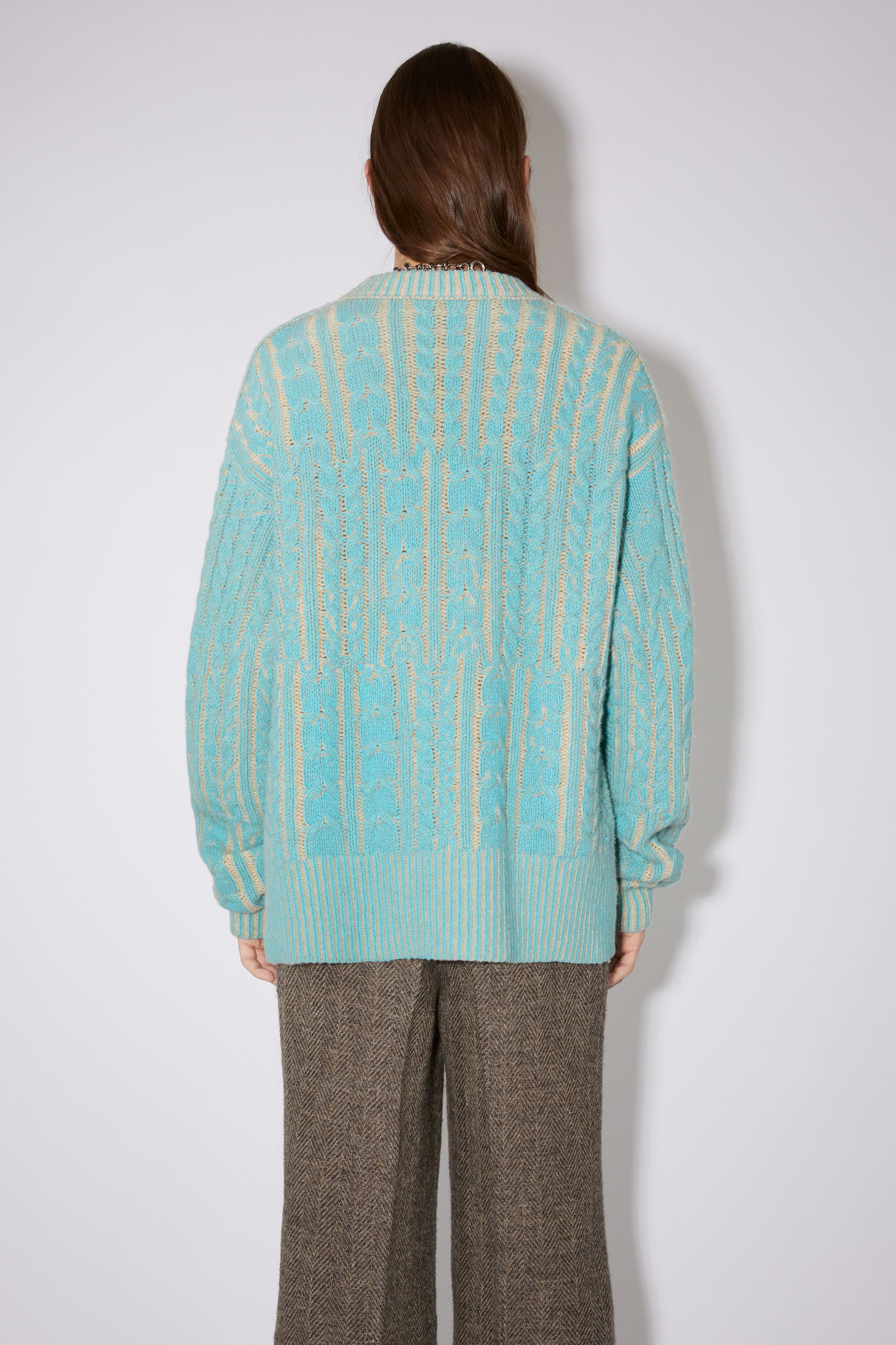 Crew neck wool-blend jumper - Turquoise blue - 3