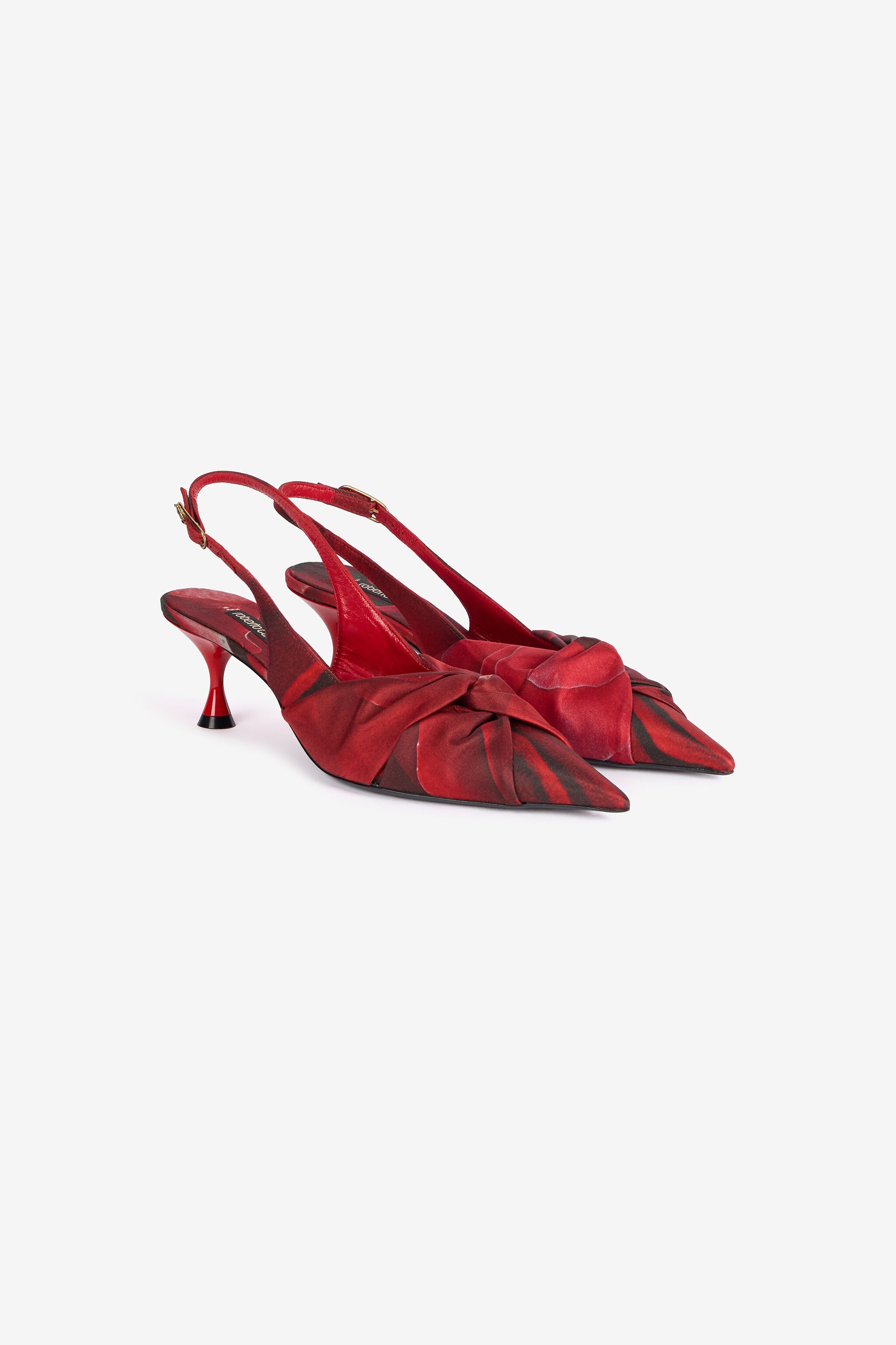 Rose Print Slingbacks With Knotted Detail - 2