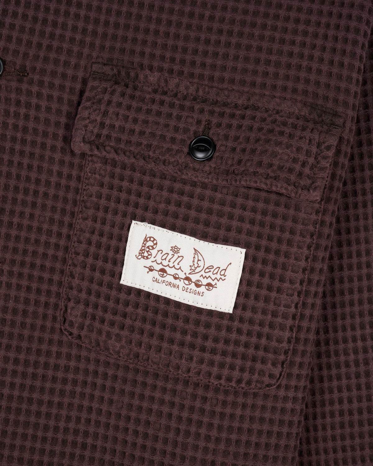 Waffle Button Front Shirt - Chocolate - 3