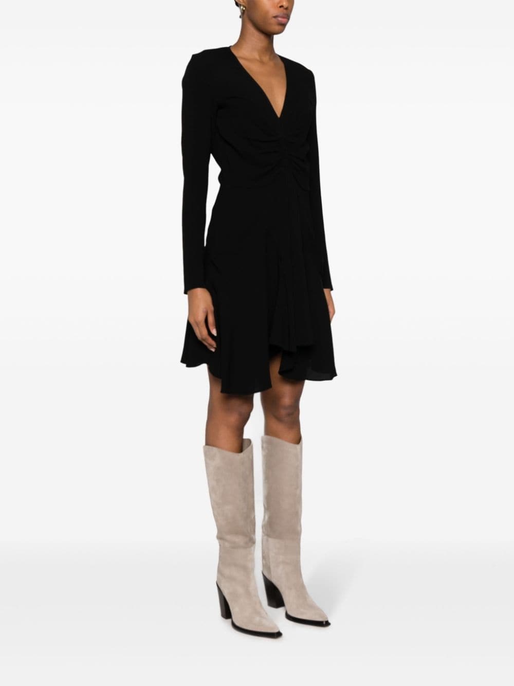 V-neck draped midi dress - 3