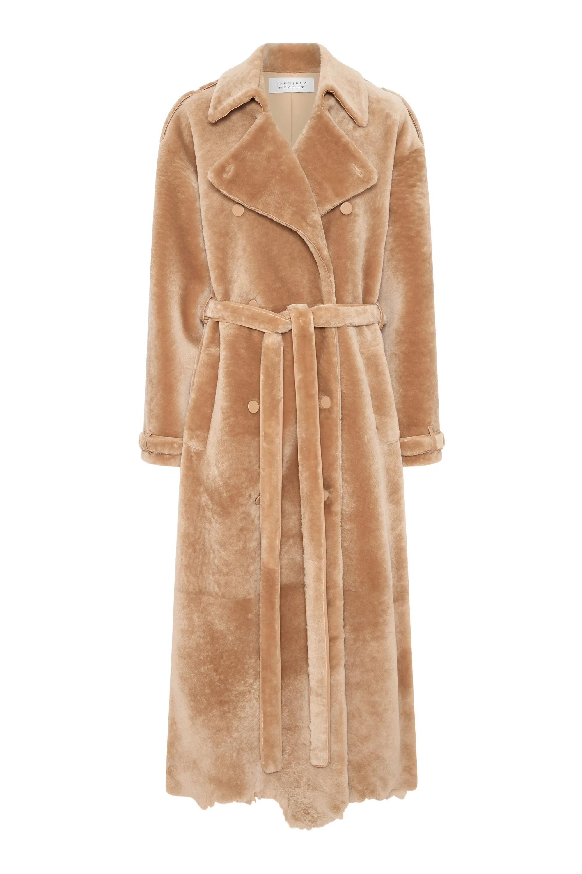 Tellus Trench Coat in Champagne Shearling - 1