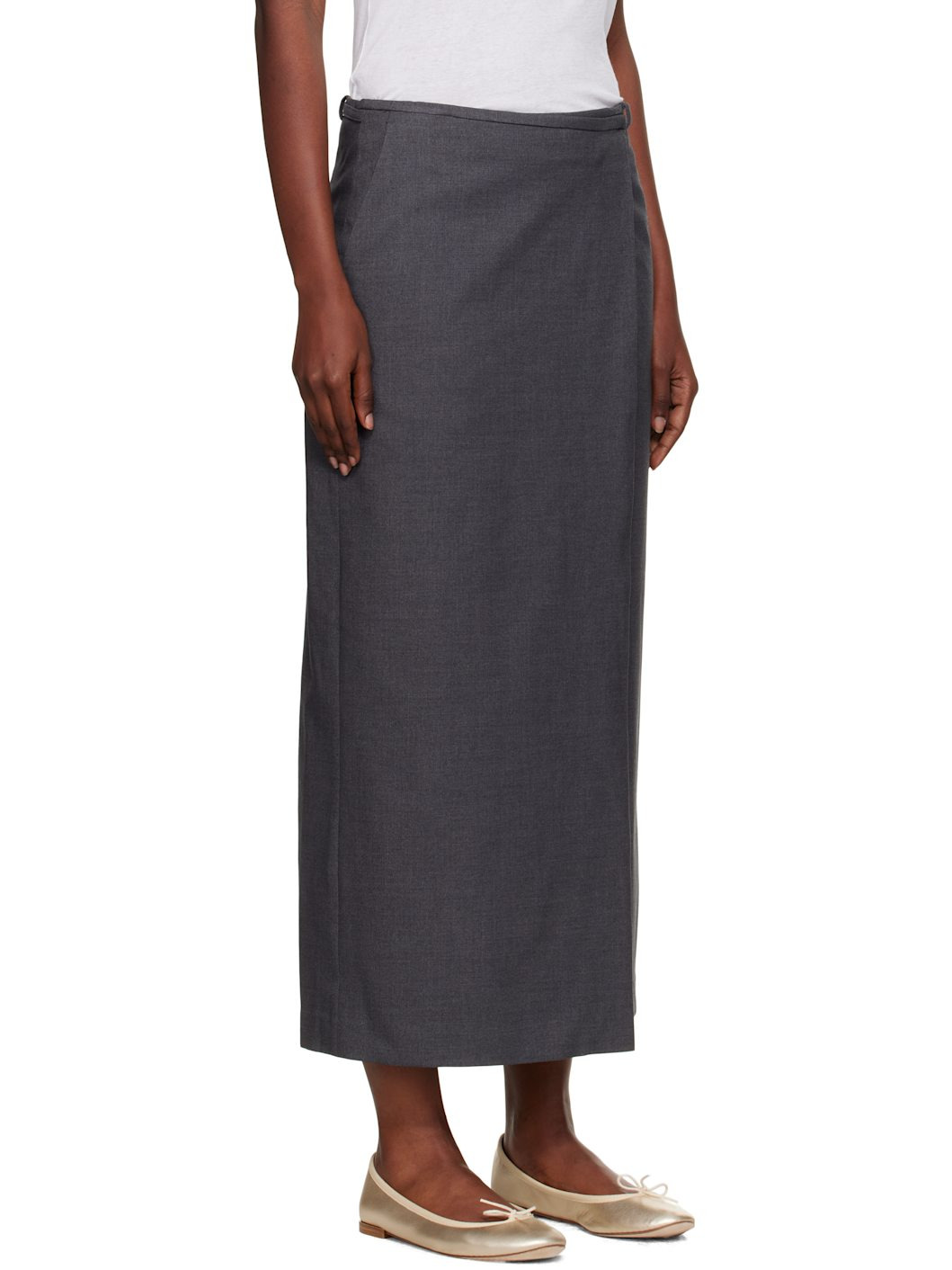 Gray Wrap Maxi Skirt - 2
