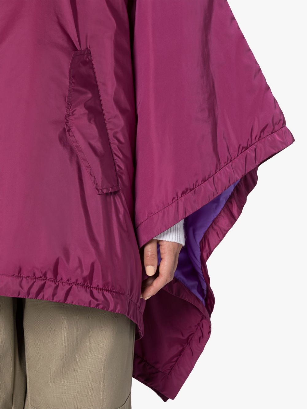 SIMA BURGUNDY NYLON HOODED PONCHO - 6