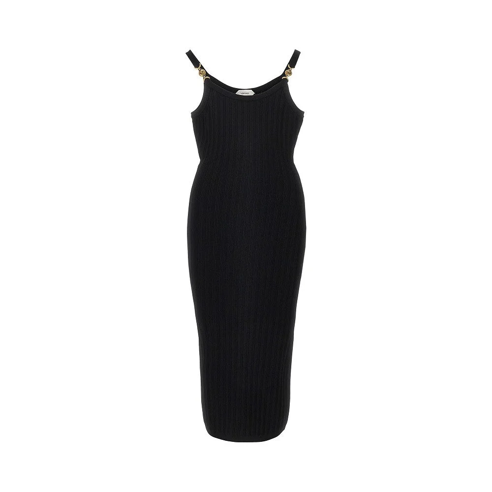 Versace Knitted Midi Dress with Medusa Black - 1