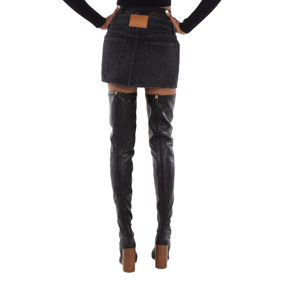 T by Alexander Wang Crystal Hotfix Mini Denim Skirt - 6