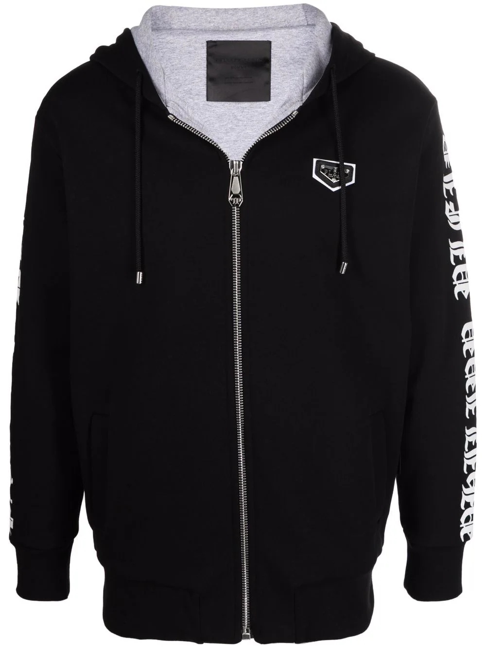 logo-plaque zip-up hoodie - 1