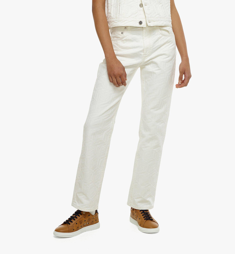 MCM Women’s Cubic Monogram Jacquard Denim Jeans in Sustainable Cotton outlook