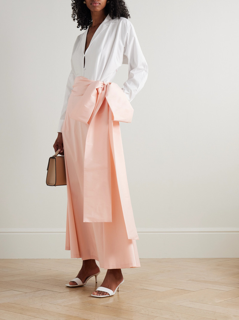 BERNADETTE Clarence Belted Organic Cotton-blend Poplin And Taffeta Maxi Shirt Dress outlook