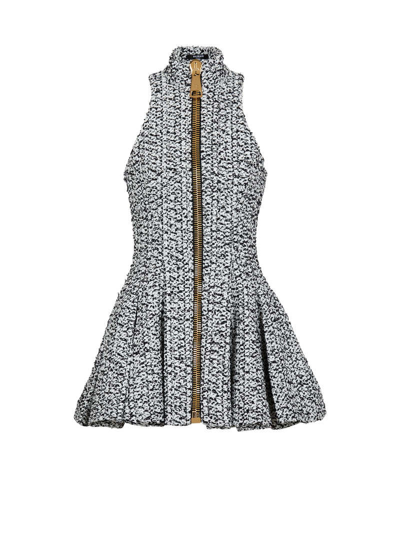 Sleeveless flared tweed dress 1