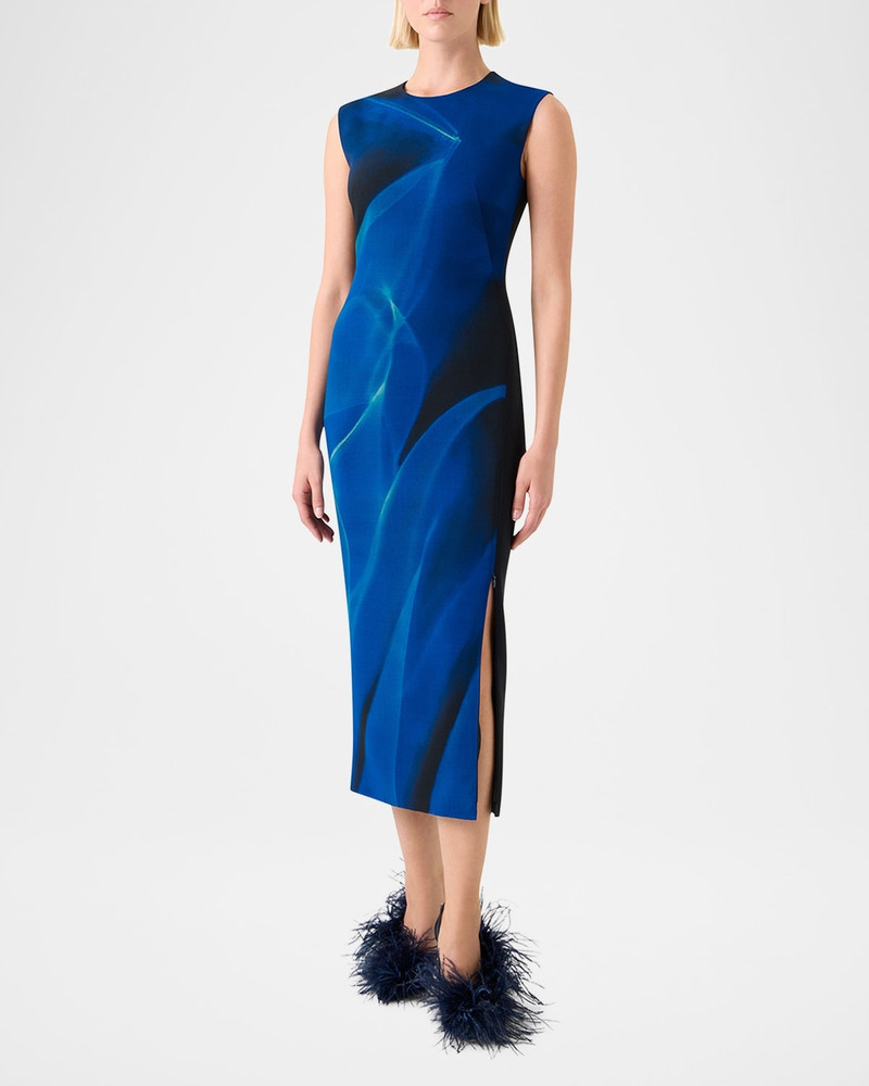 AKRIS Printed Double-Face Wool Midi Dress outlook