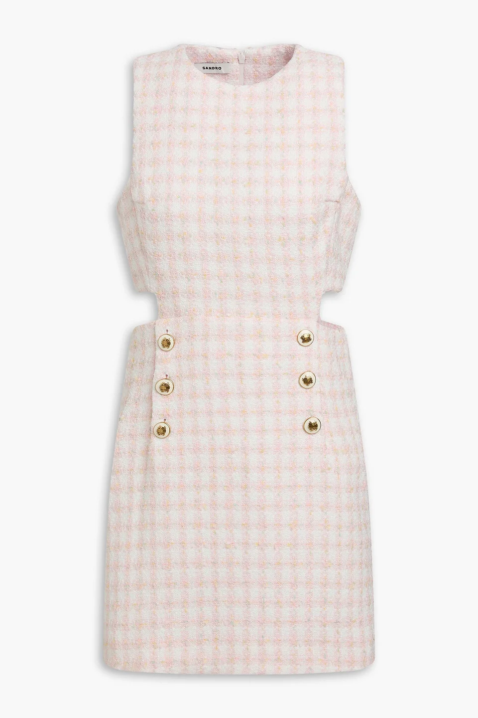 Cutout metallic checked tweed mini dress - 1