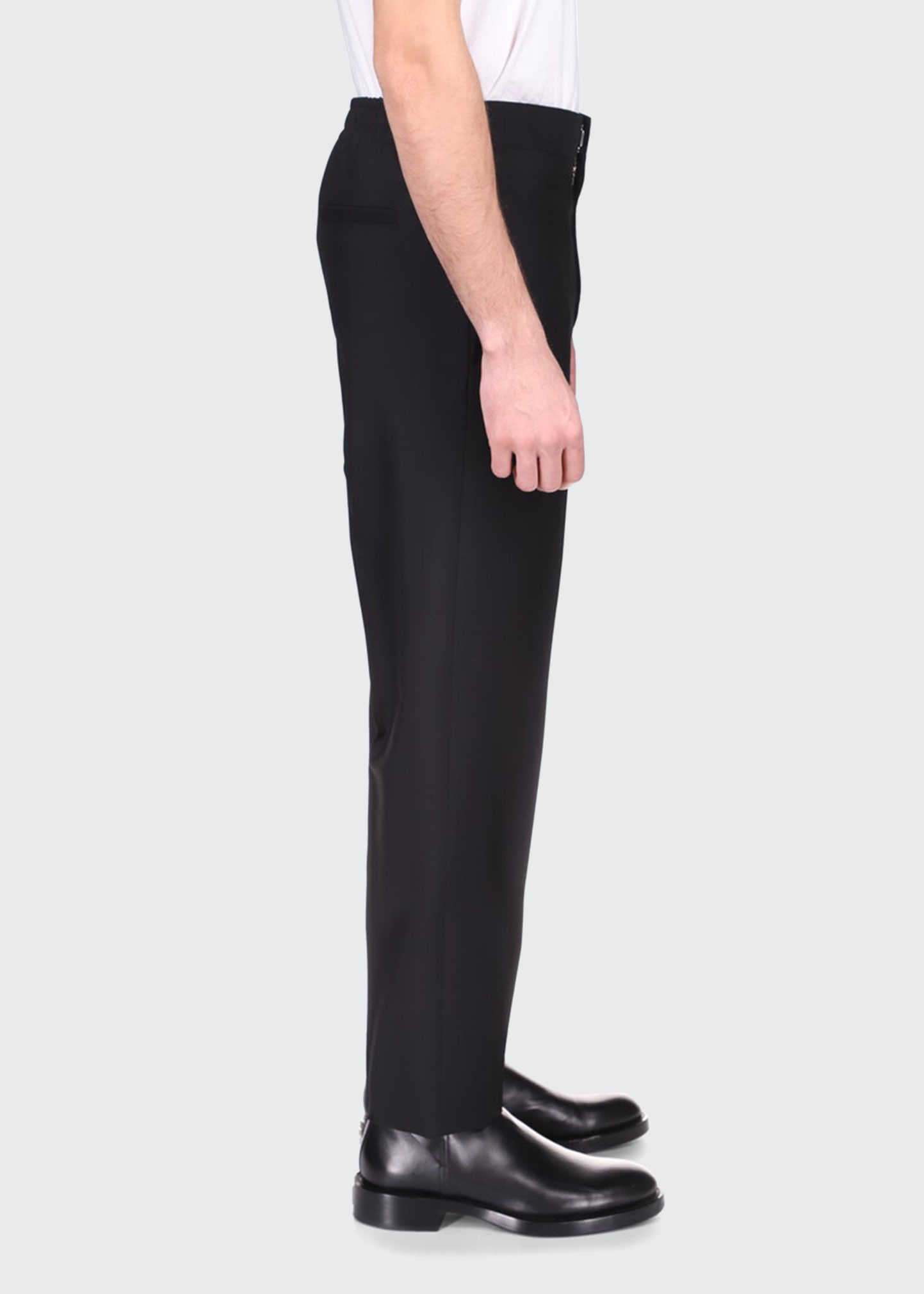 Men's Solid Tapered Wool Trousers - 3