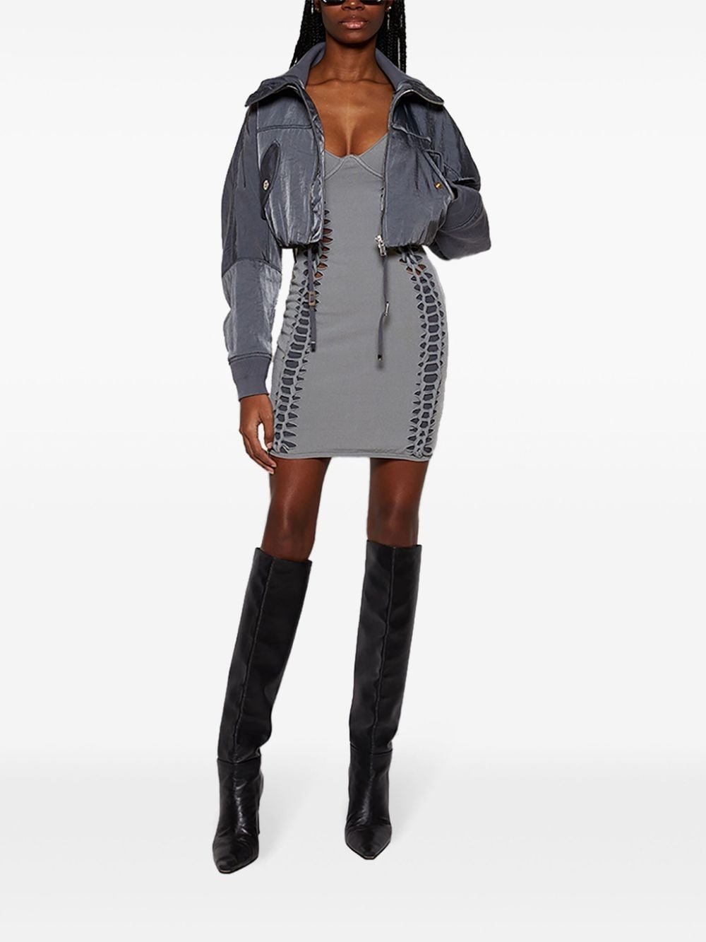braid-embellished mini dress - 2