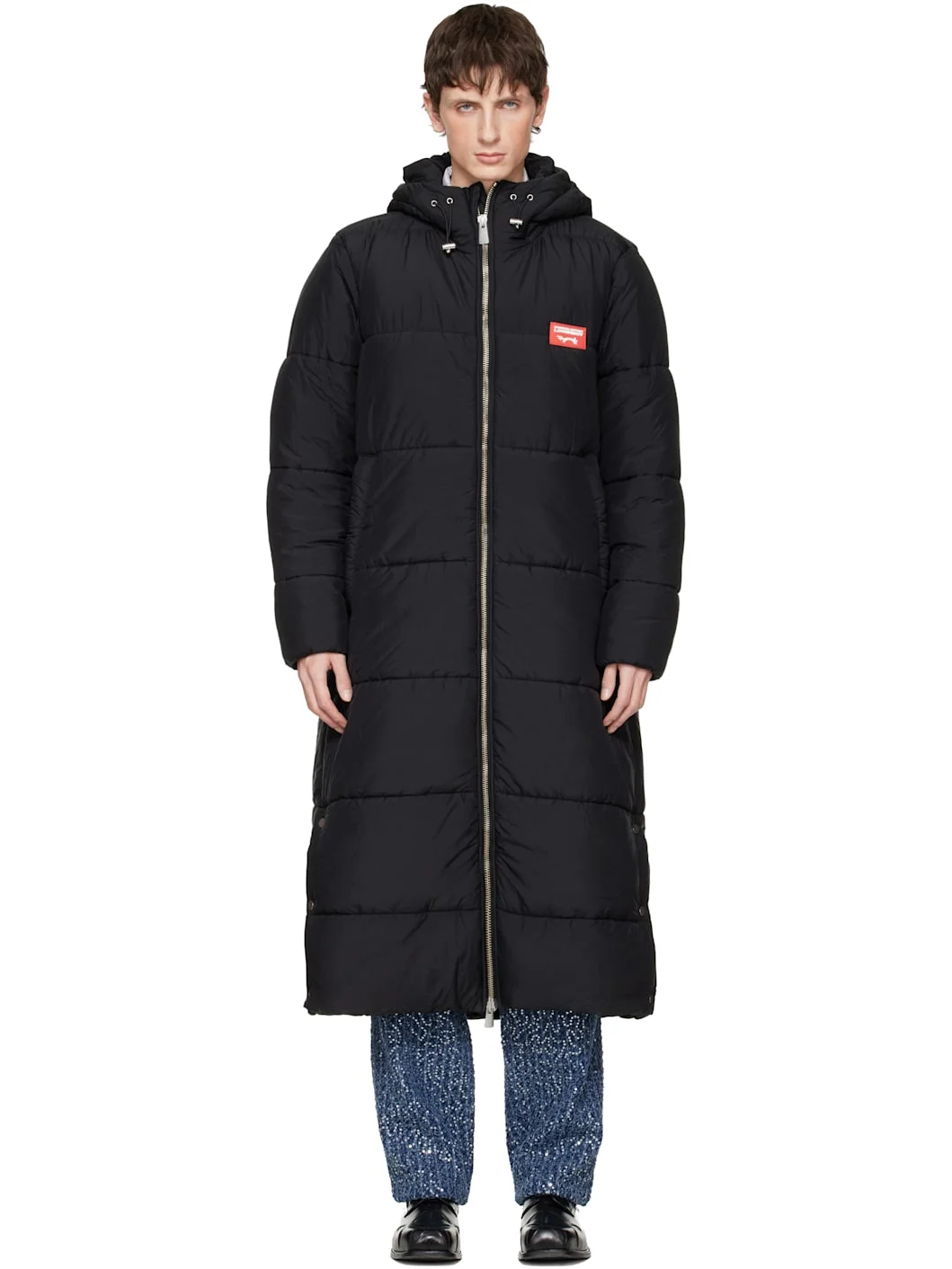 Black Long Bunny Puffer Coat - 1