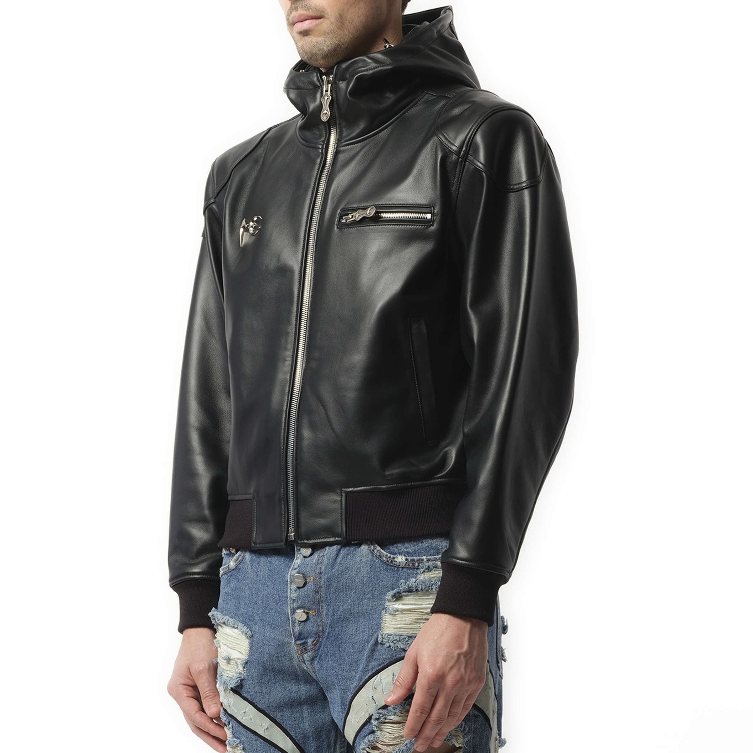 Slim Rock Leather Jacket in Black - 5