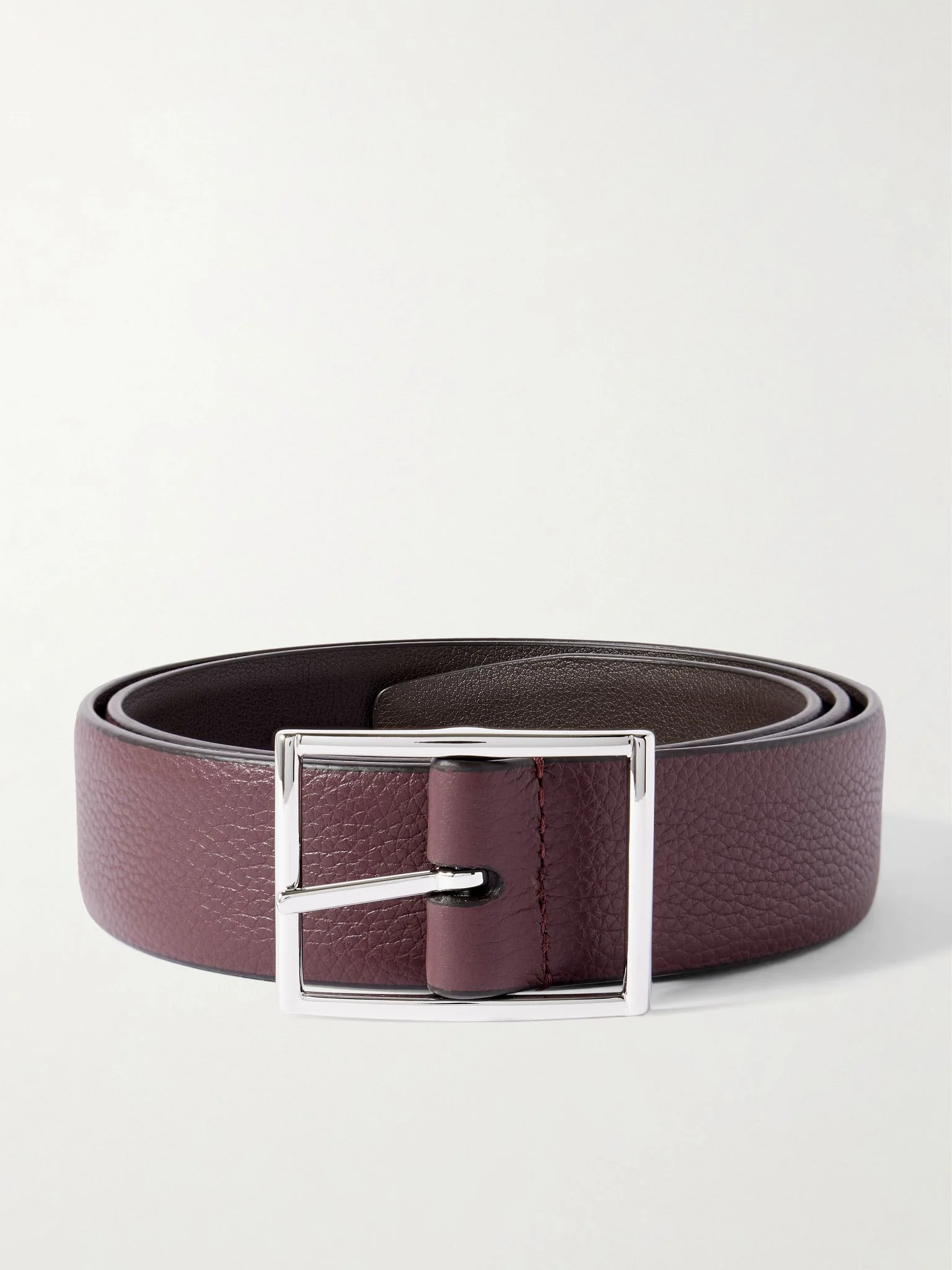 3.5cm Reversible Full-Grain Leather Belt Brown - 1