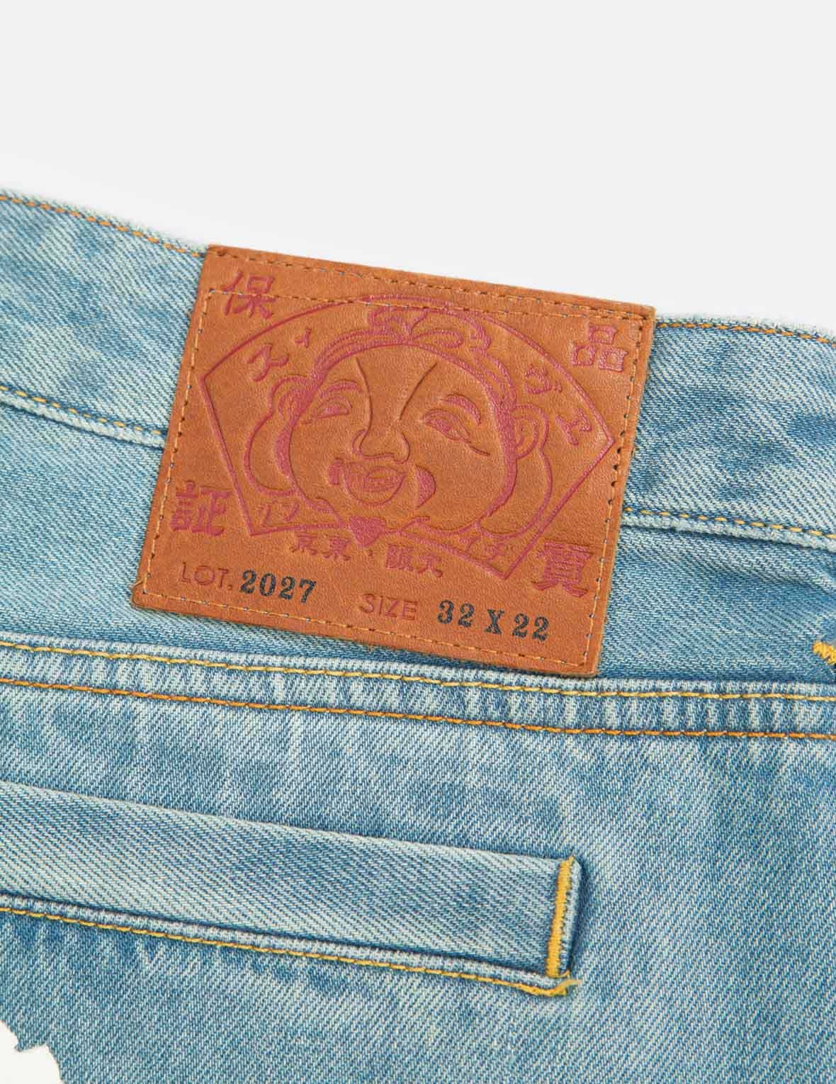 FORTUNE CAT AND DARUMA DAICOCK PRINT CROPPED FIT JEANS #2027 - 7