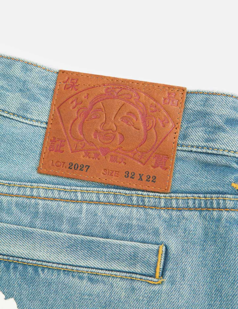 FORTUNE CAT AND DARUMA DAICOCK PRINT CROPPED FIT JEANS #2027 7