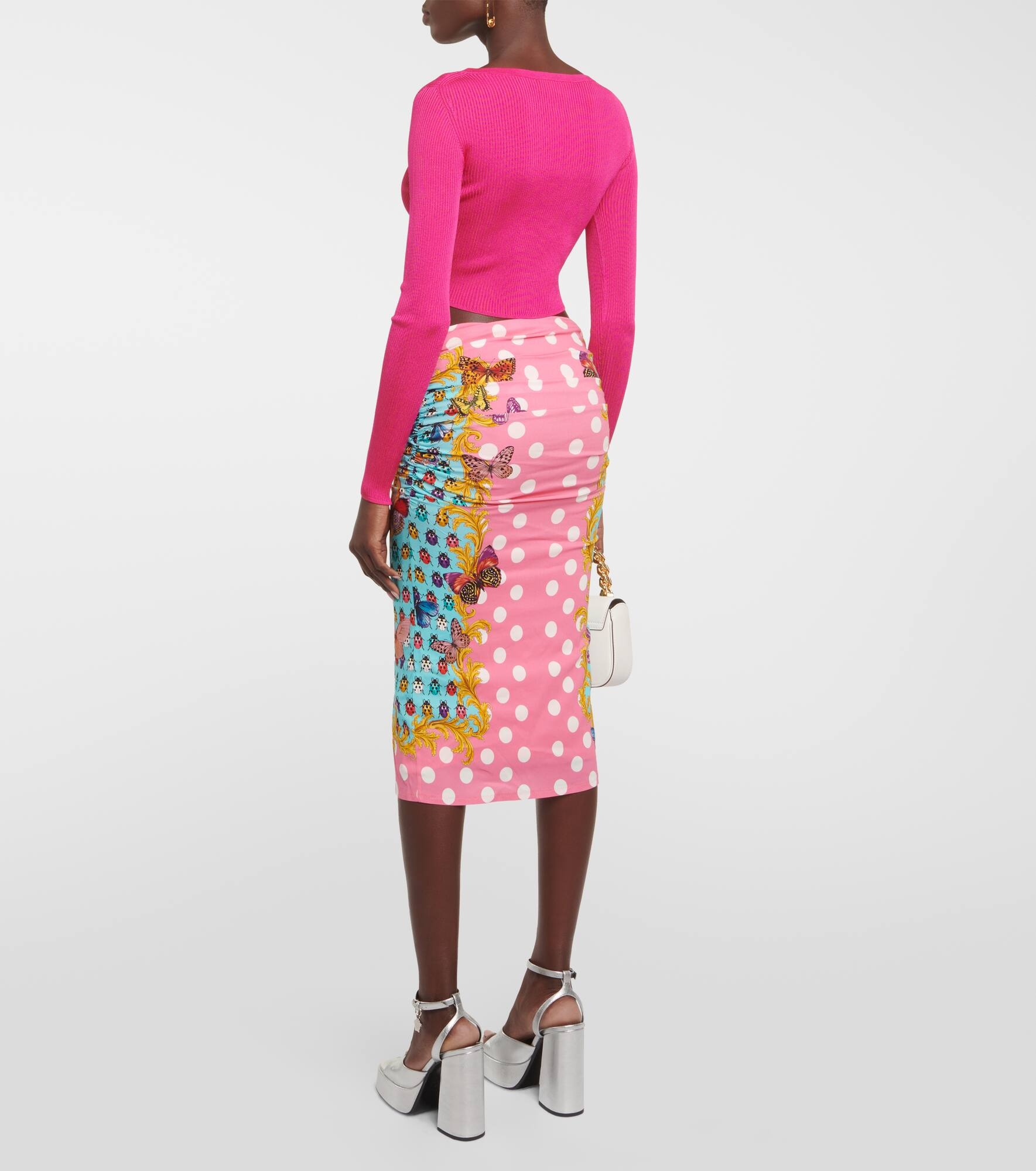 Printed draped midi skirt - 3