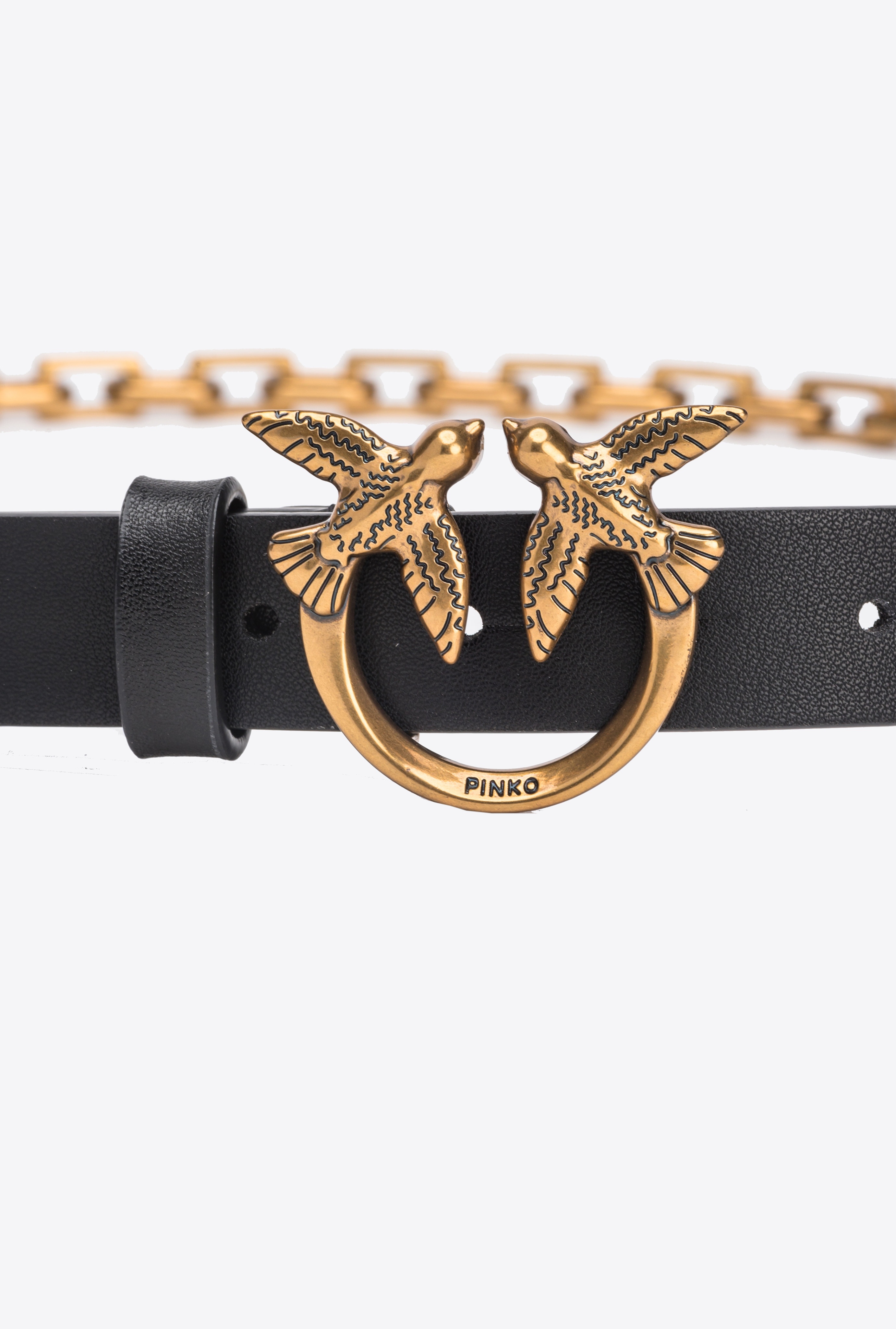 THIN LOVE BIRDS BELT WITH CHAIN 2CM - 2