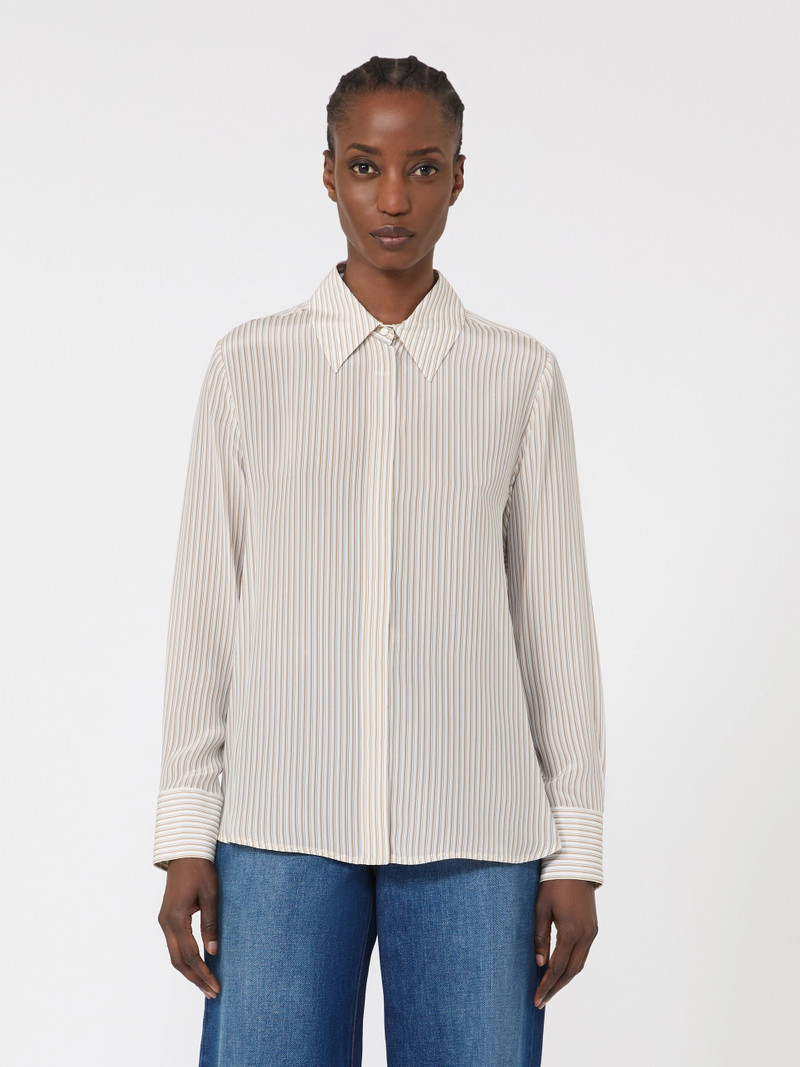 FLIRT Printed crepe de chine shirt - CAMEL 3