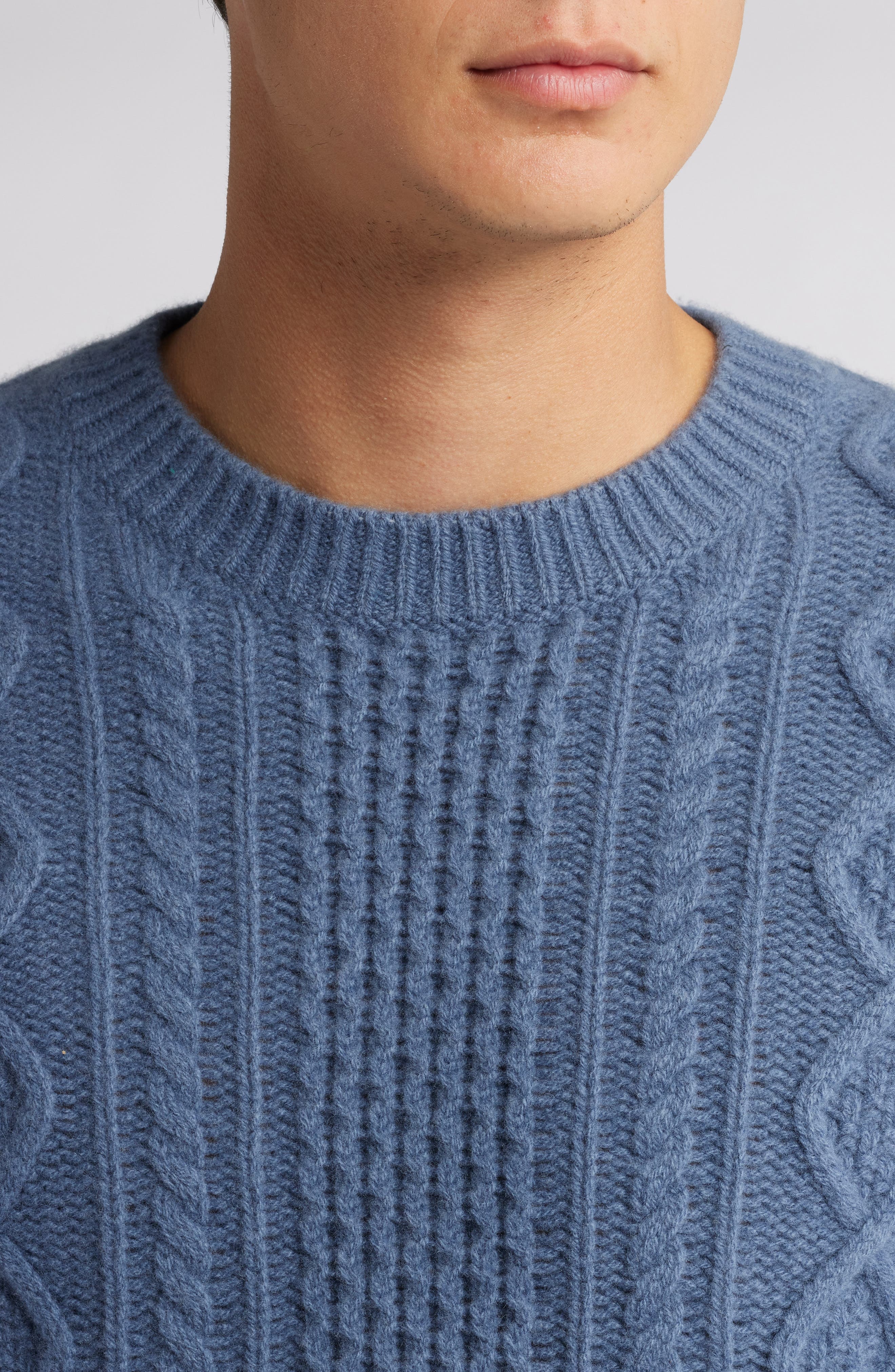 Vince Wool Aran Cable Sweater in Light Belluga Blue at Nordstrom - 4