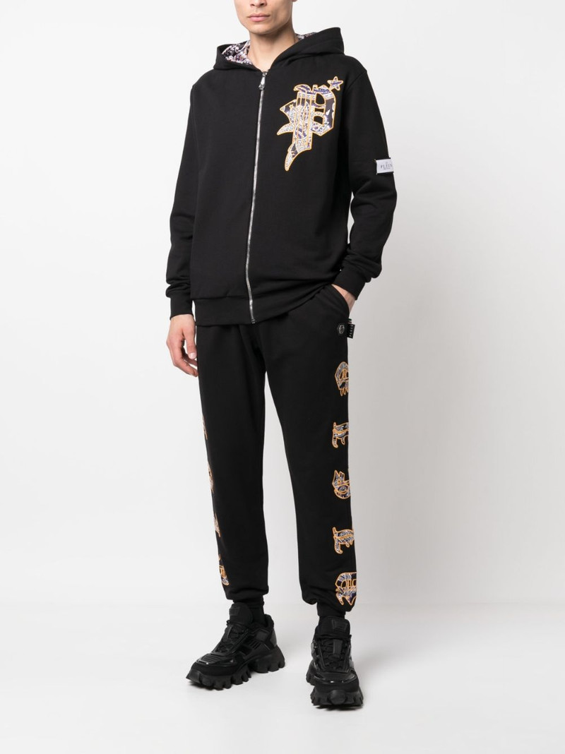 PHILIPP PLEIN paisley-print logo-patch track pants outlook