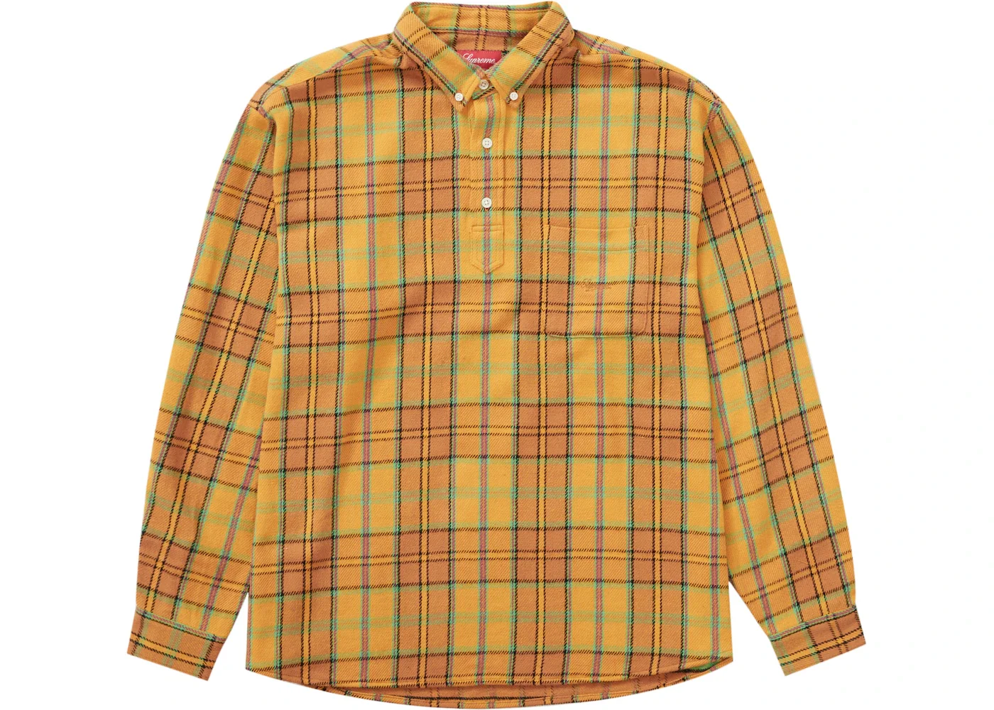 Supreme Pullover Plaid Flannel Shirt Gold - 1