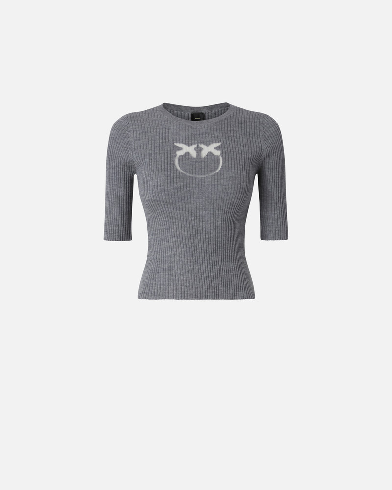RIBBED SWEATER WITH TRANSPARENT LOVE BIRDS LOGO 1