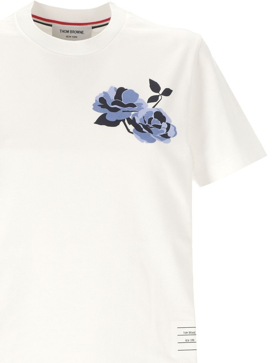 Thom Browne 'Rose' White Cotton T-Shirt - 5