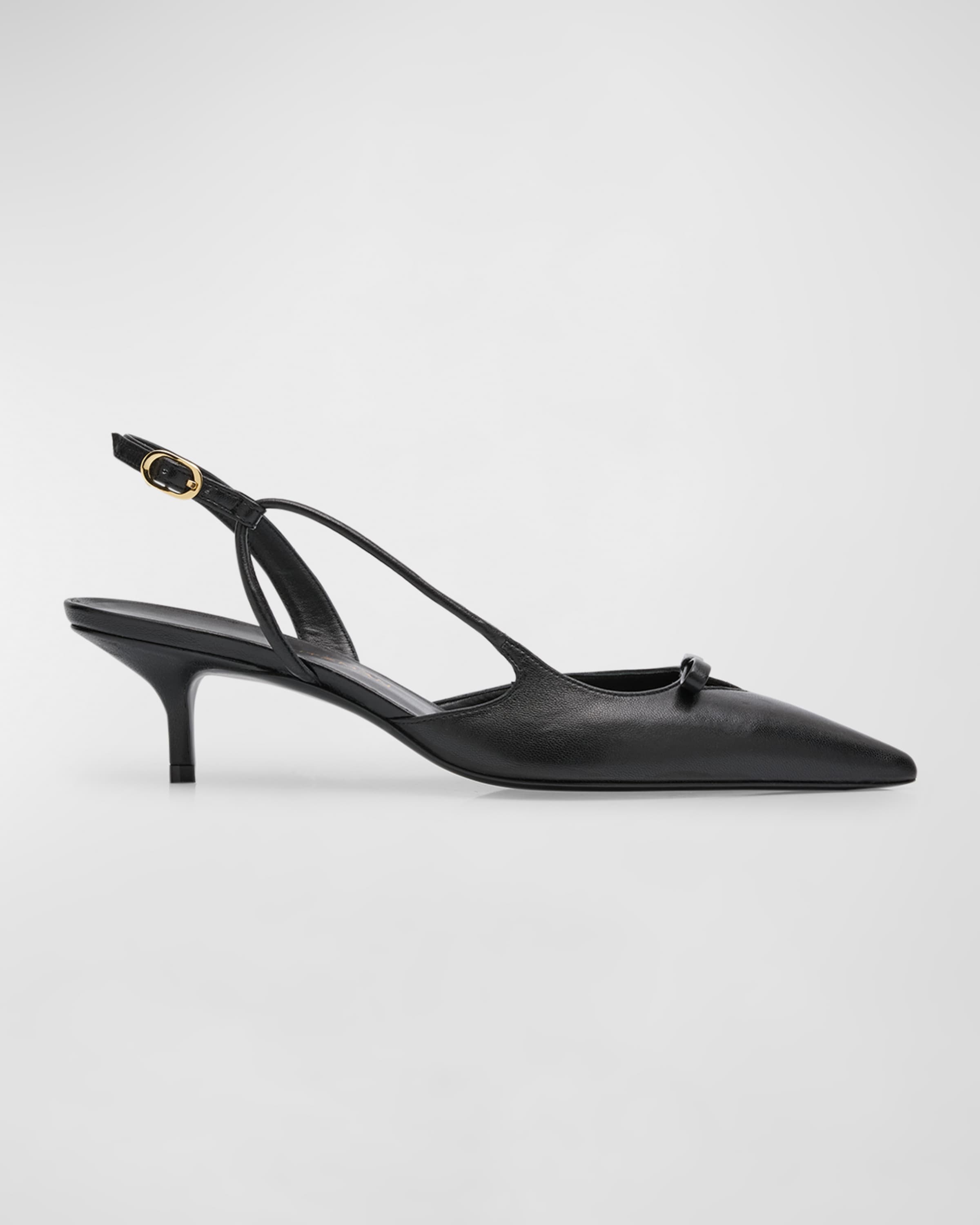 Tully Leather Bow Slingback Pumps - 1