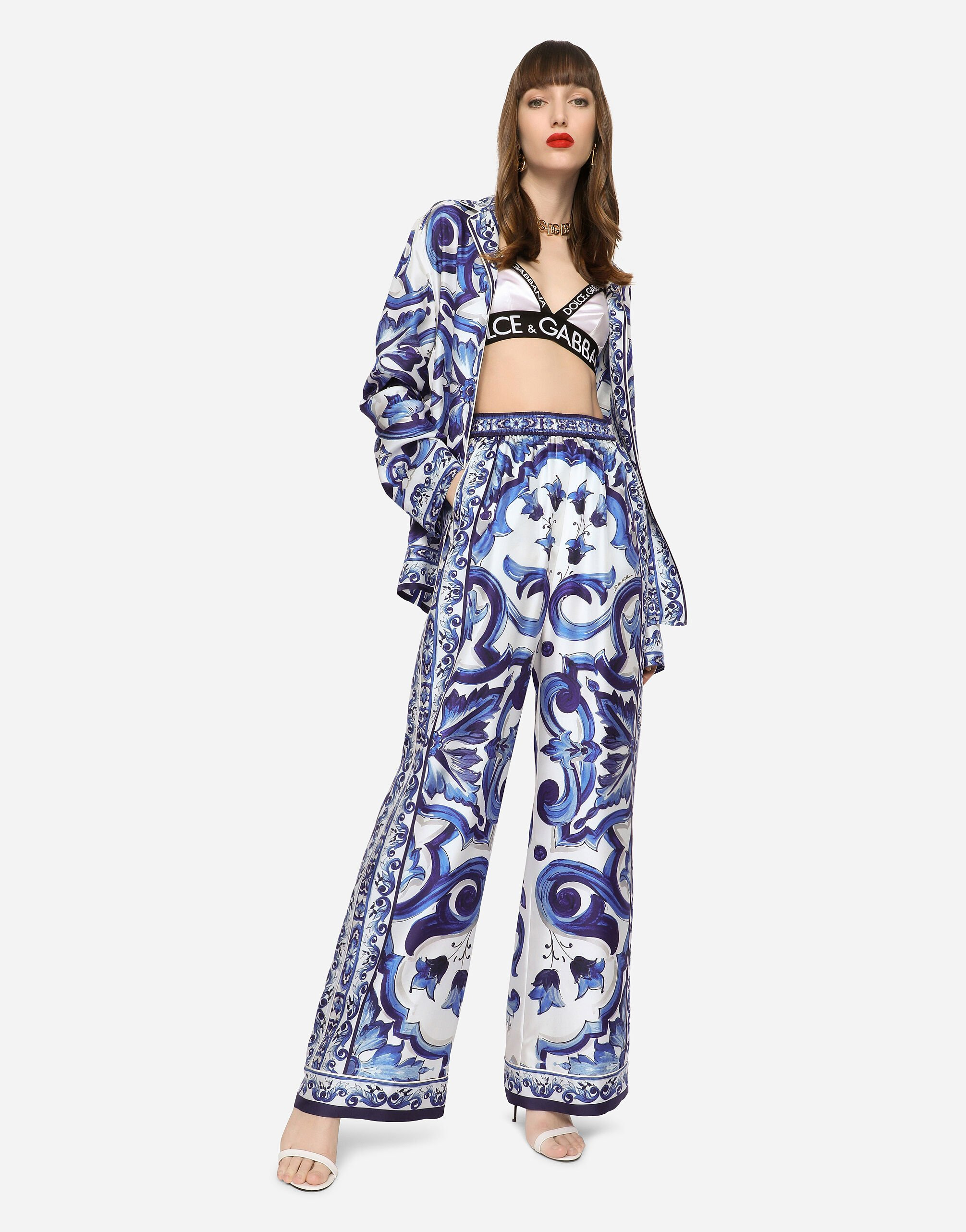 Majolica-print twill pajama shirt - 3