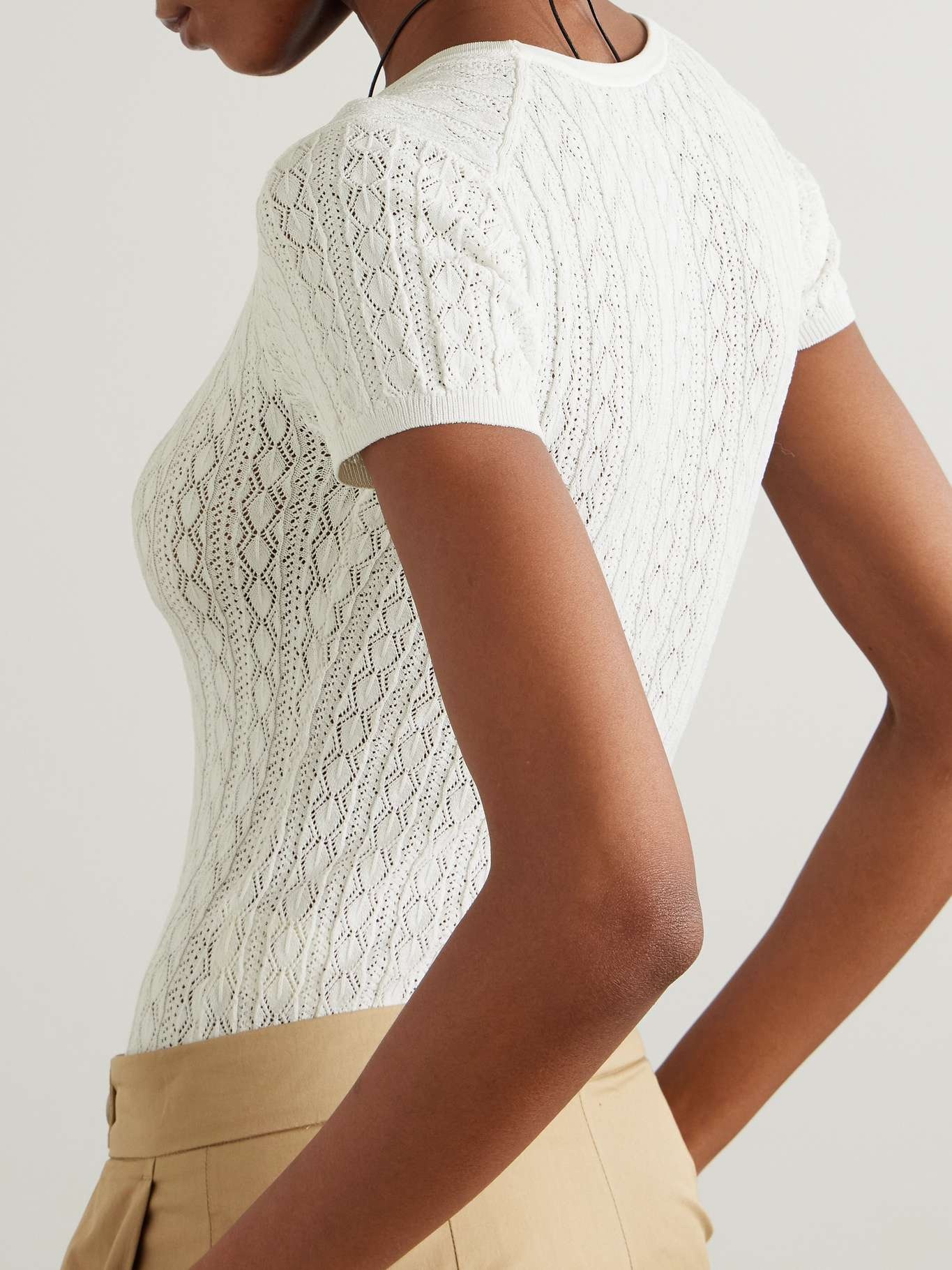 Silas pointelle-knit bodysuit Ivory - 3