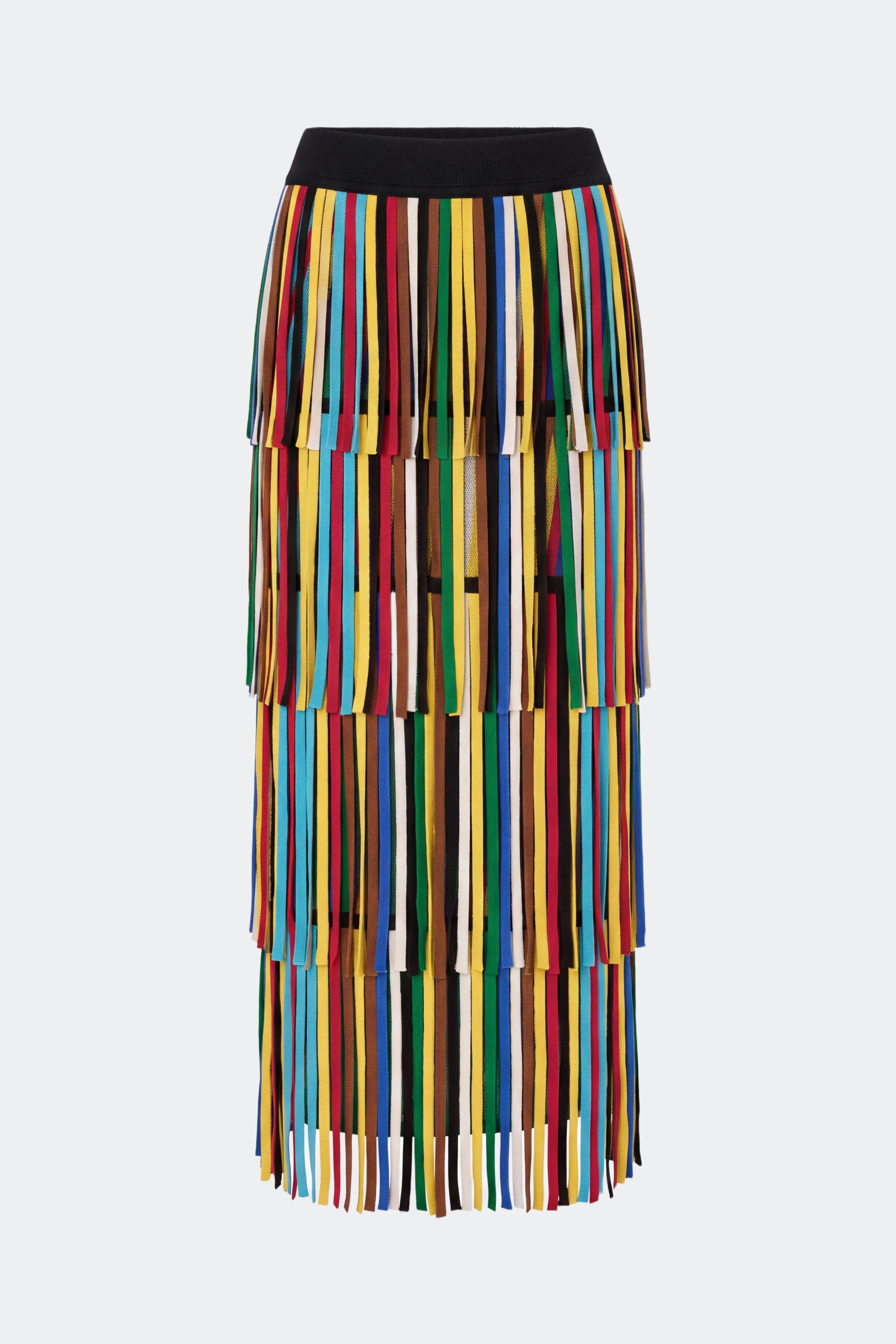 Za Za Knit Fringe Skirt In Primary Stripe - 1