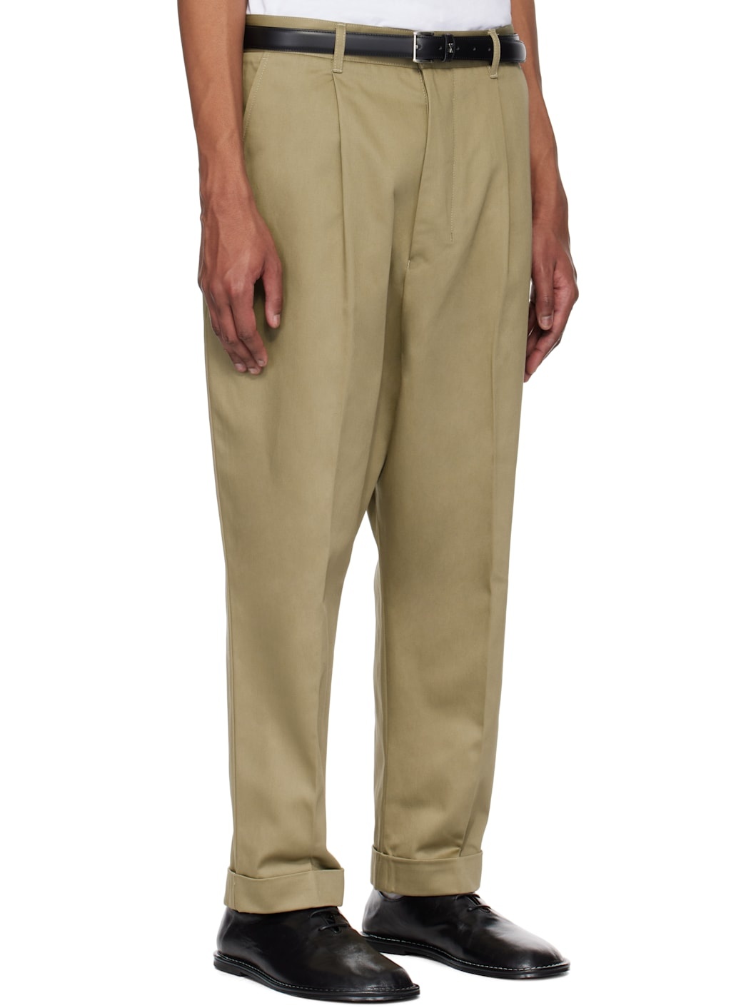 Khaki Cotton Carrot Oversized Trousers - 2