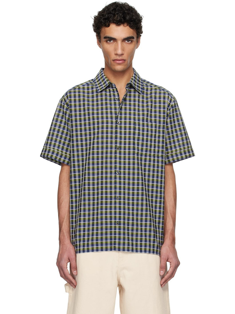 A. P.C. Green & Navy Ross Short-Sleeve Shirt 1