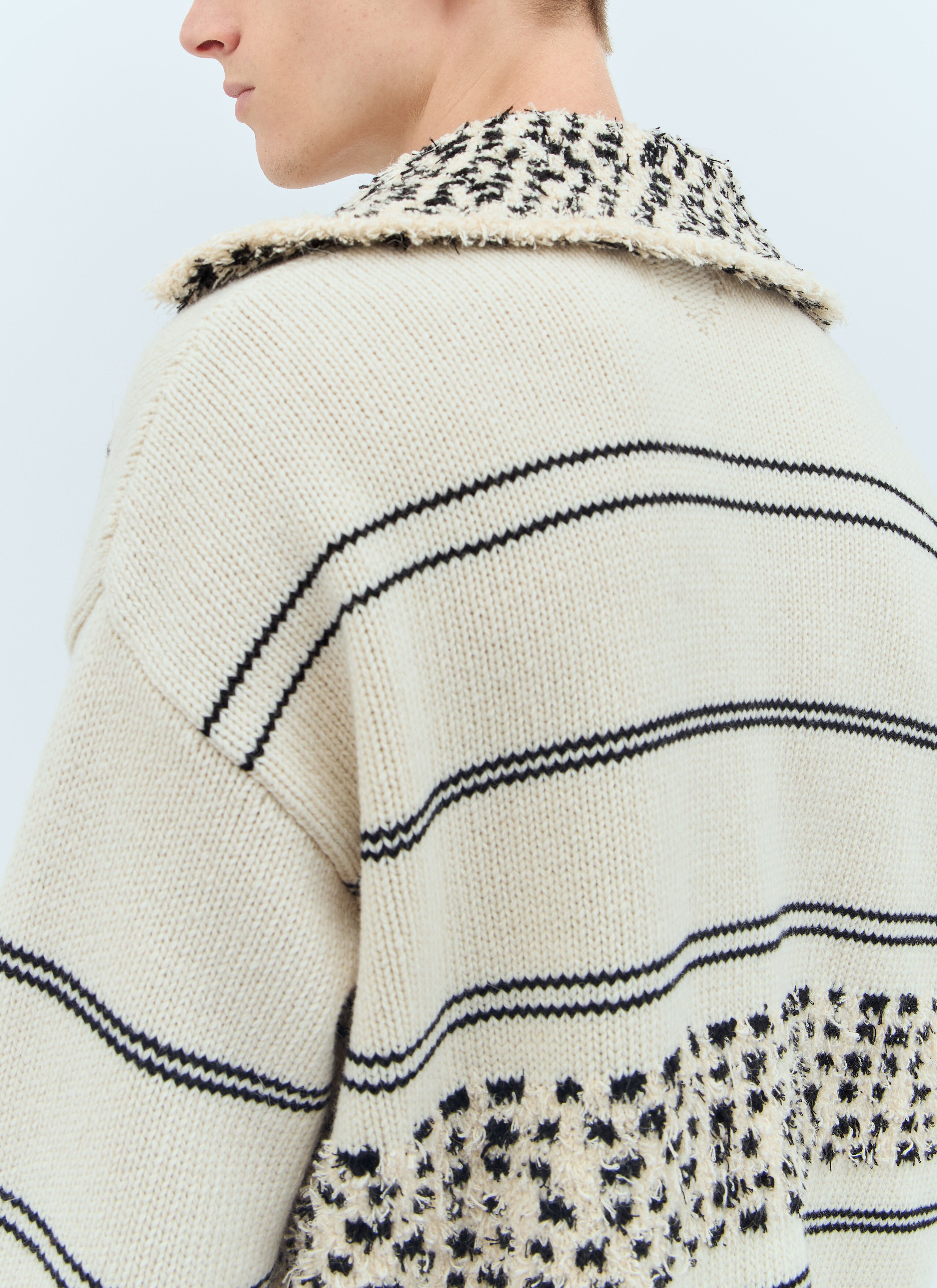 Contrast Pattern Knit Sweater - 4