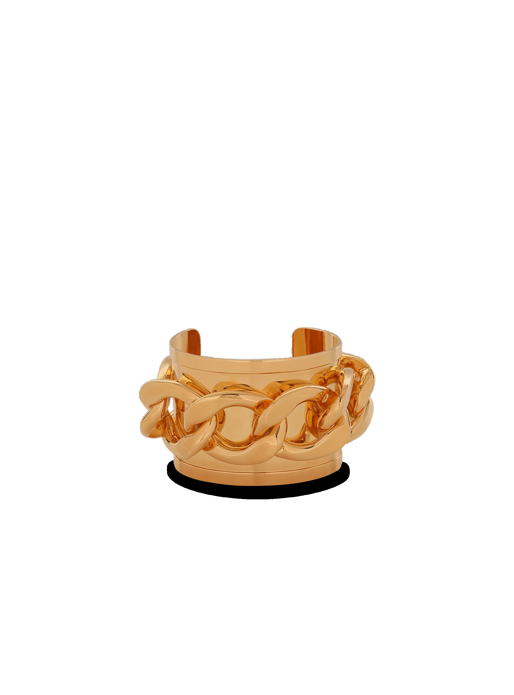 Gold-tone brass cuff bracelet with chain - 1