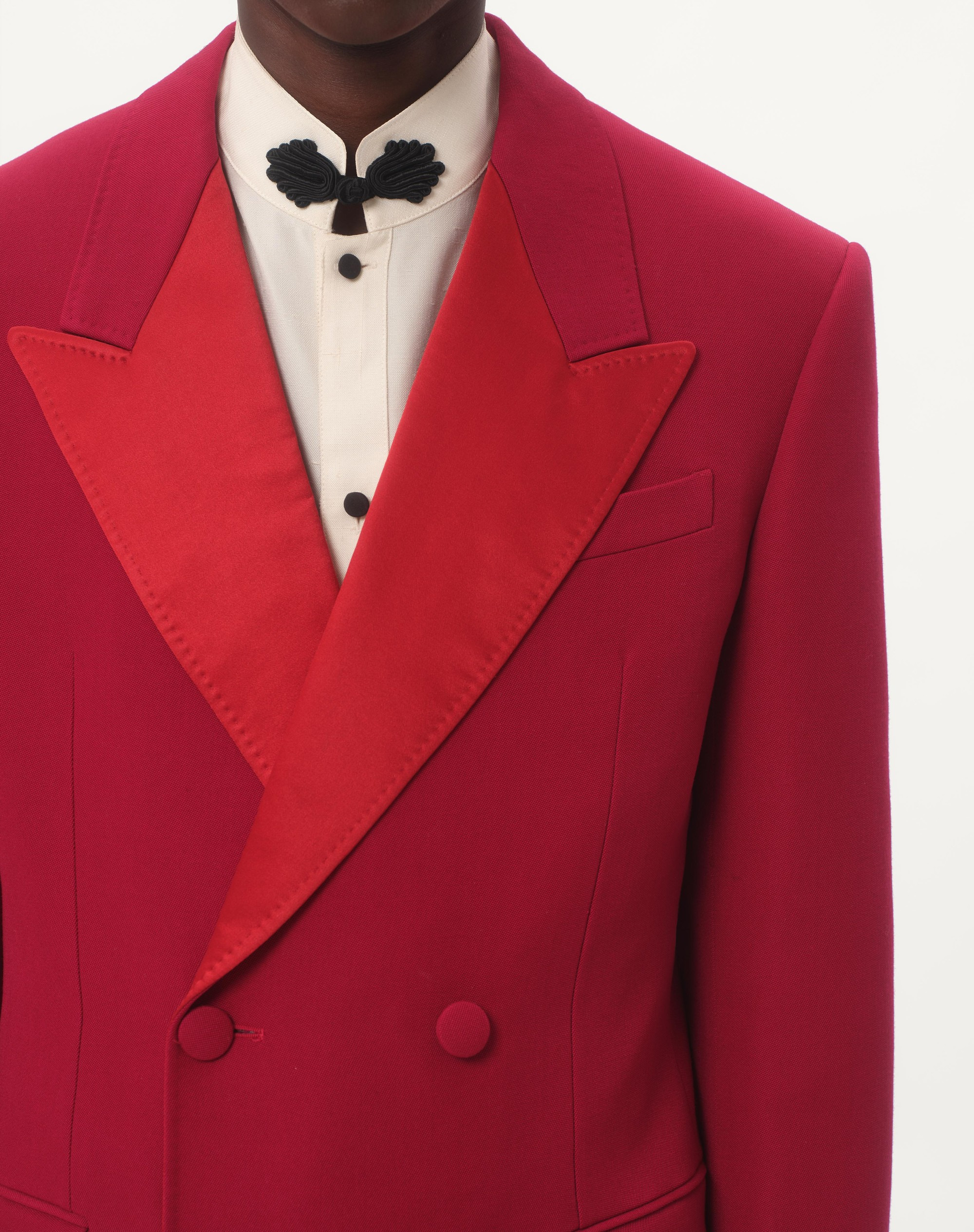 DOUBLE-BREASTED GRAIN DE POUDRE WOOL JACKET - 4