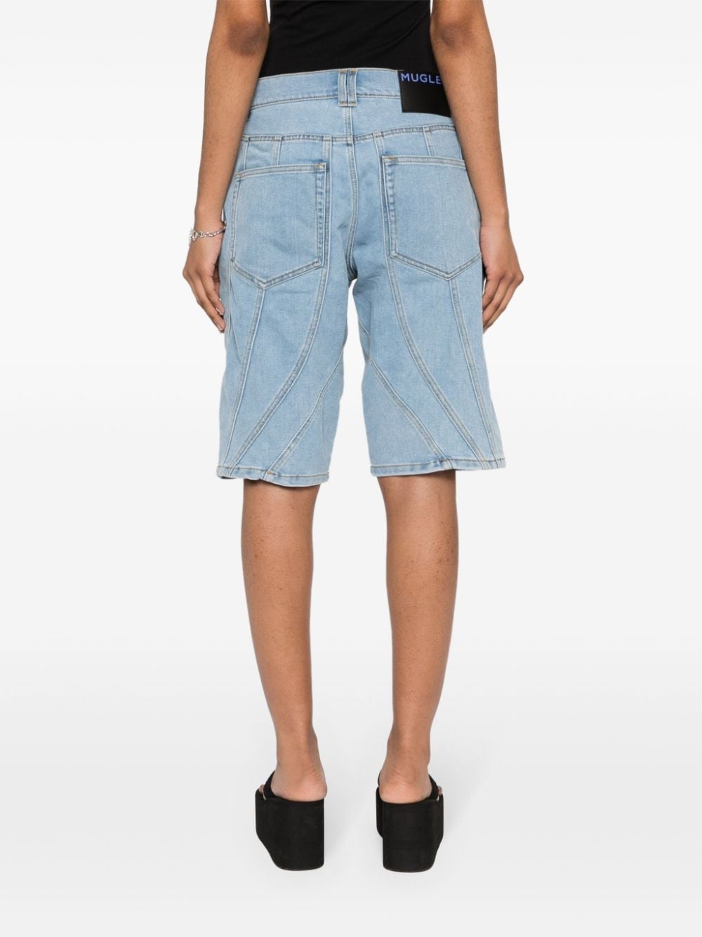 panelled denim shorts - 4
