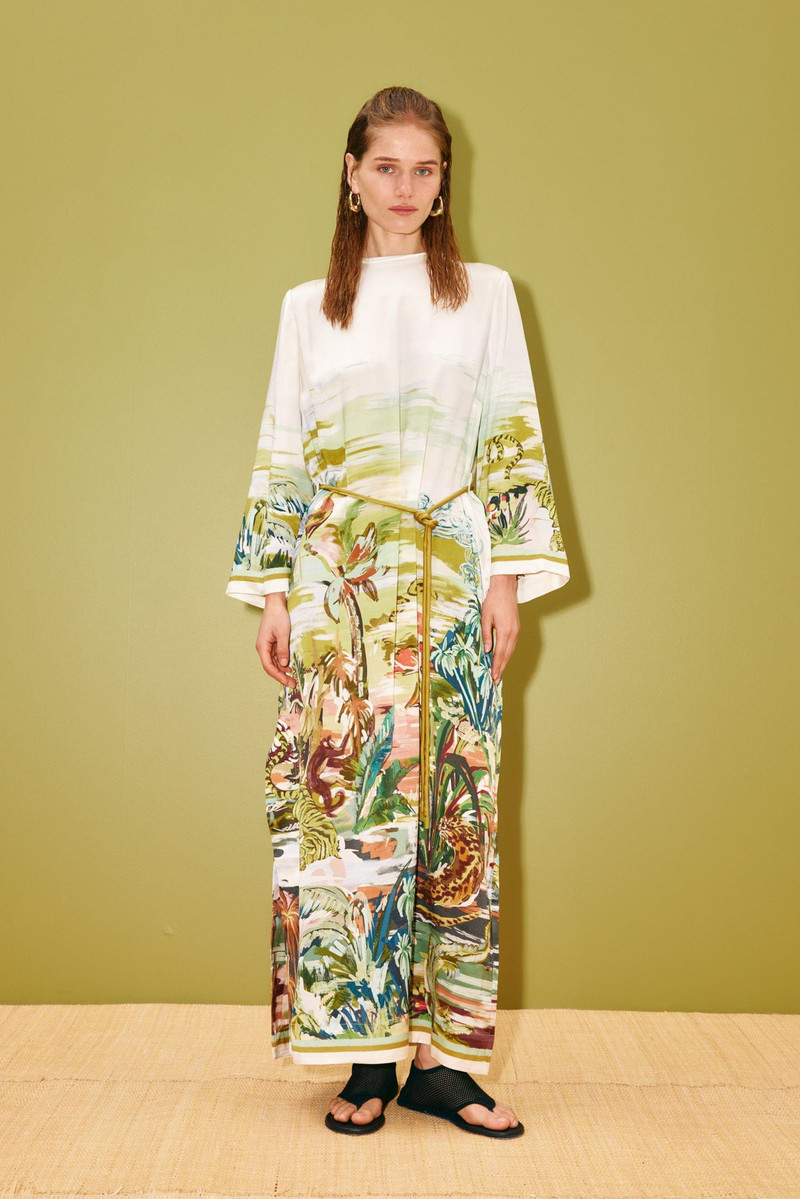 ALÉMAIS Jungle Boogie Silk Midi Dress outlook