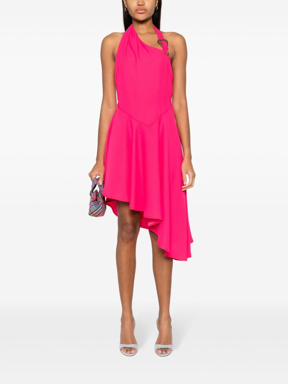 logo-engraved-buckle crepe dress - 2