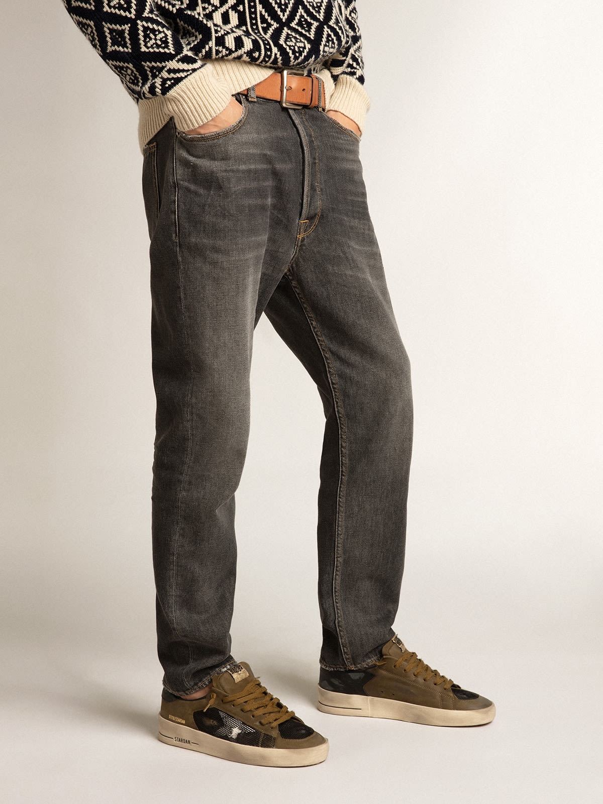 Black mid-wash slim-fit jeans - 3
