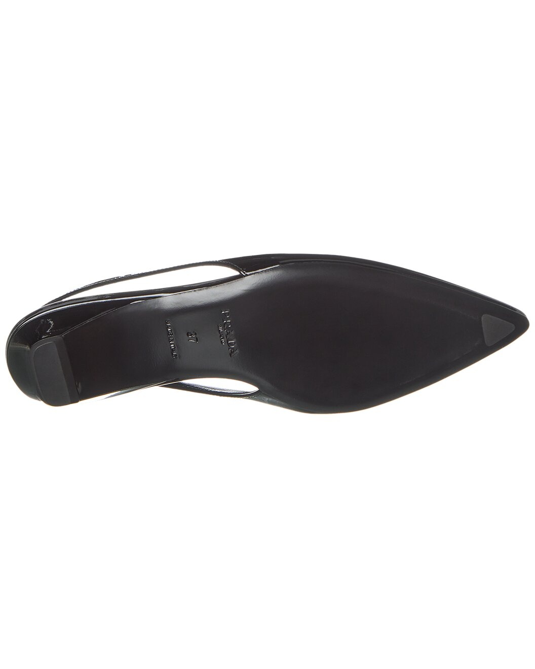 Prada Logo Patent Pointy-Toe Slingback Pump - 4
