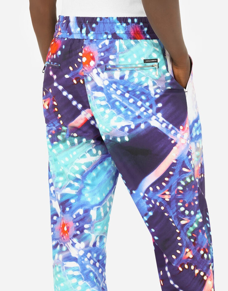 Cotton jogging pants with illumination print 5