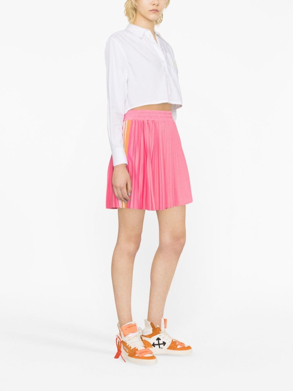 side-stripe pleated miniskirt - 2