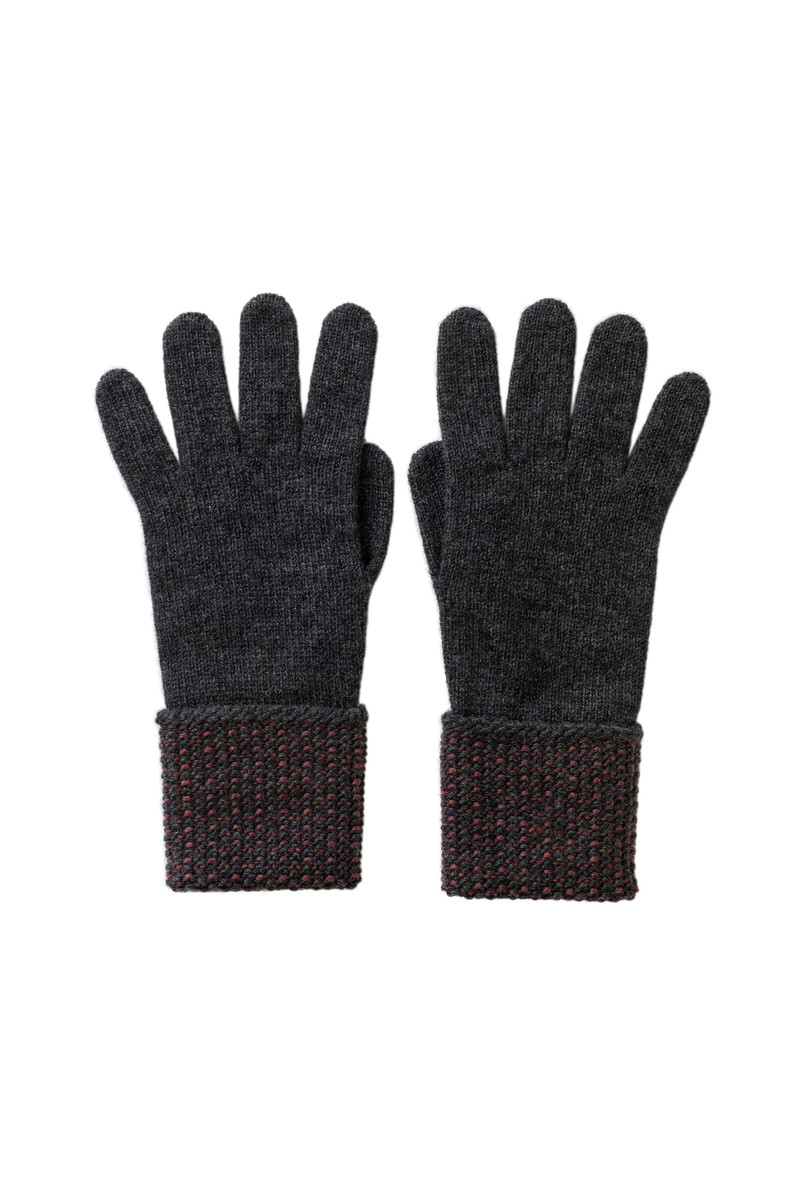 Seed Stitch Grey Cashmere Gloves 1