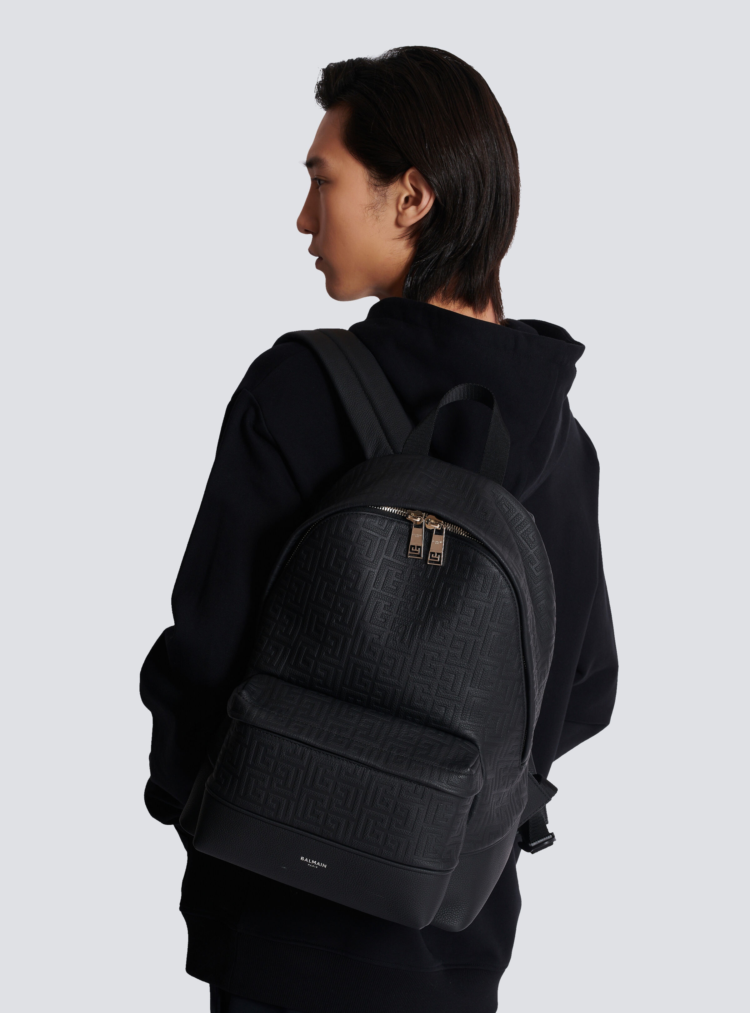 Grained leather backpack - 8