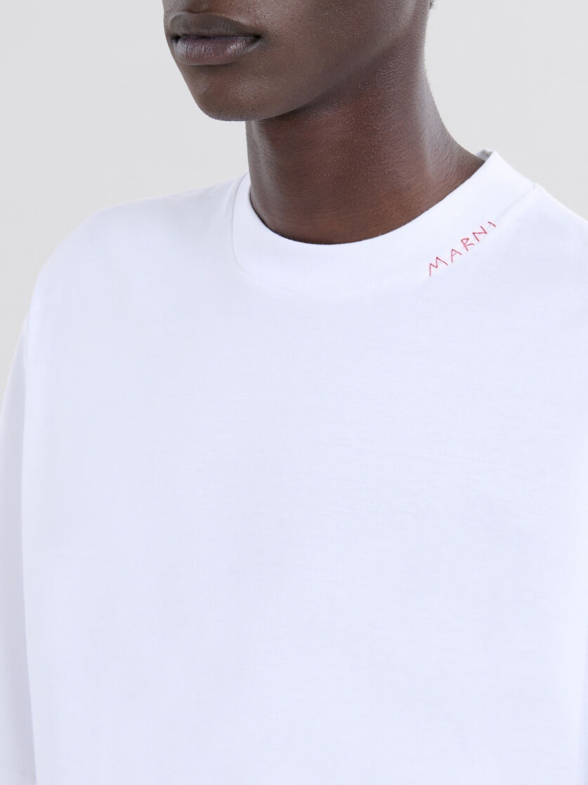 WHITE ORGANIC COTTON T-SHIRT WITH MARNI SYMBOL - 4